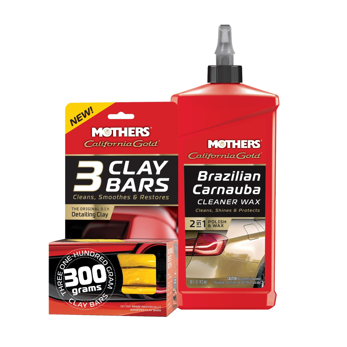 3 CLAY BARS + BRAZILIAN CARNAUBA CLEANER WAX LIQUID